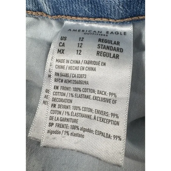 American Eagle Mom Jean Light Wash Denim Casual Womens 12 - Picture 4 of 9